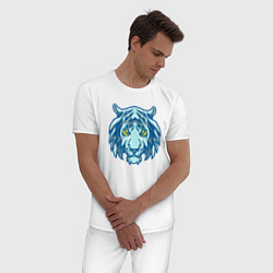 Пижама хлопковая мужская Night Tiger, цвет: белый — фото 2