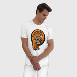 Пижама хлопковая мужская Жизнь Тигра, цвет: белый — фото 2