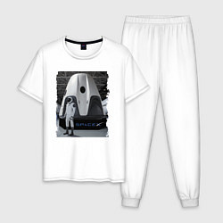 Пижама хлопковая мужская Пилот Space X, цвет: белый