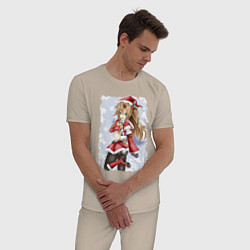 Пижама хлопковая мужская Обалденная снегурка, цвет: миндальный — фото 2