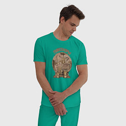 Пижама хлопковая мужская Пивозавры, цвет: зеленый — фото 2