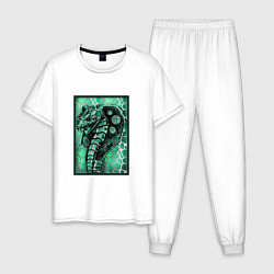 Пижама хлопковая мужская Кобра Змеиный стиль 2, цвет: белый