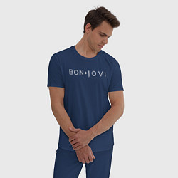 Пижама хлопковая мужская BON JOVI БОН ДЖОВИ НА СПИНЕ цвета тёмно-синий — фото 2