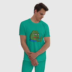 Пижама хлопковая мужская Pepe love пепе лов, цвет: зеленый — фото 2