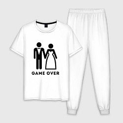 Пижама хлопковая мужская GAME OVER МОЛОДОЖЕНЫ, цвет: белый