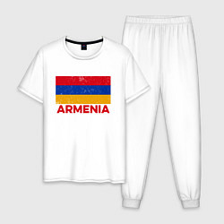 Пижама хлопковая мужская Armenia Flag, цвет: белый