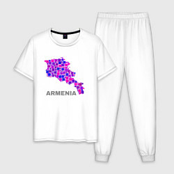 Пижама хлопковая мужская Армения Armenia, цвет: белый