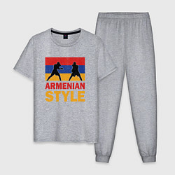 Пижама хлопковая мужская Армянский стиль, цвет: меланж