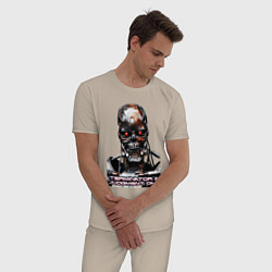 Пижама хлопковая мужская Terminator T-800, цвет: миндальный — фото 2