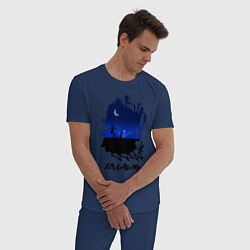 Пижама хлопковая мужская Walking castle, цвет: тёмно-синий — фото 2