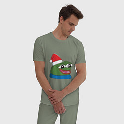 Пижама хлопковая мужская Pepe, pepe happy, Пепе хеппи, pepe happy new year, цвет: авокадо — фото 2