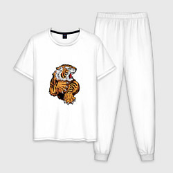 Пижама хлопковая мужская Boom Tiger, цвет: белый