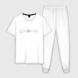 Пижама хлопковая мужская Уравнение, цвет: белый