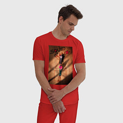 Пижама хлопковая мужская Игра в кальмара: Постер, цвет: красный — фото 2