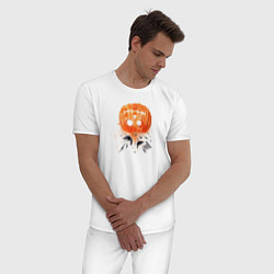 Пижама хлопковая мужская Тыковка-огонек, цвет: белый — фото 2