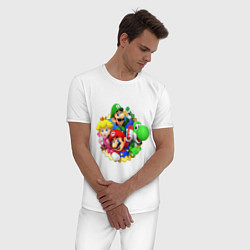 Пижама хлопковая мужская Mario wii, цвет: белый — фото 2