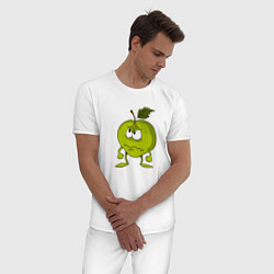 Пижама хлопковая мужская Злое яблоко, цвет: белый — фото 2