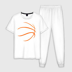 Пижама хлопковая мужская Баскетбольный мяч, цвет: белый