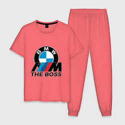 Пижама хлопковая мужская BMW BOSS, цвет: коралловый