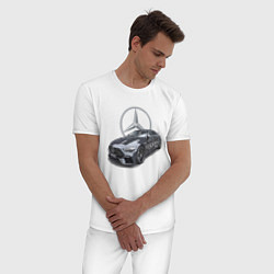 Пижама хлопковая мужская Mercedes AMG motorsport, цвет: белый — фото 2
