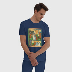 Пижама хлопковая мужская Рыбов продаёте Красивое мем в средневековом стиле, цвет: тёмно-синий — фото 2