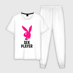 Пижама хлопковая мужская СЕКС ИГРОК PLAYBOY, цвет: белый