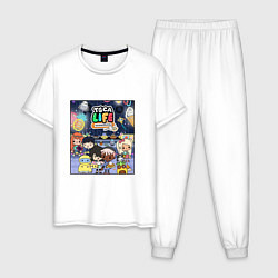 Пижама хлопковая мужская Toca Boca Тока Бока Poster, цвет: белый