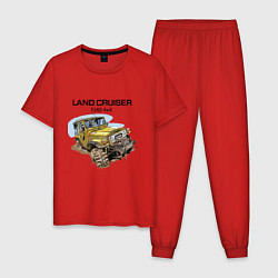 Пижама хлопковая мужская Toyota Land Cruiser FJ 40 4X4, цвет: красный