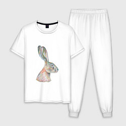 Пижама хлопковая мужская А 022 Заяц, цвет: белый
