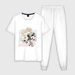Пижама хлопковая мужская Люмин и Альбедо, цвет: белый