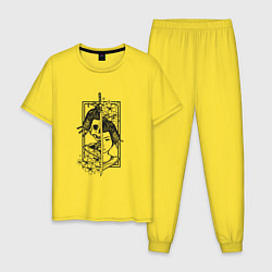 Пижама хлопковая мужская МОЛОДАЯ ГЕЙША ЧЕРЕП, цвет: желтый