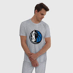 Пижама хлопковая мужская Даллас Маверикс логотип, цвет: меланж — фото 2
