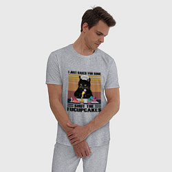 Пижама хлопковая мужская Кот Злой Повар, цвет: меланж — фото 2