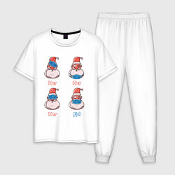 Пижама хлопковая мужская Инструкция к маске, цвет: белый