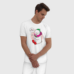 Пижама хлопковая мужская Счастливого Рождества! Медвежонок, цвет: белый — фото 2