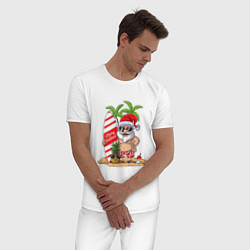 Пижама хлопковая мужская Santa on Vibe, цвет: белый — фото 2