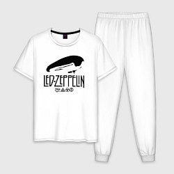 Пижама хлопковая мужская Дирижабль Led Zeppelin с лого участников, цвет: белый