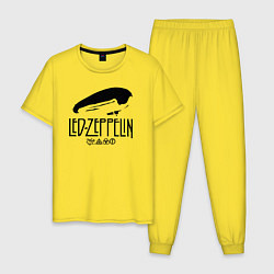 Пижама хлопковая мужская Дирижабль Led Zeppelin с лого участников, цвет: желтый
