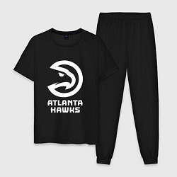 Пижама хлопковая мужская Атланта Хокс, Atlanta Hawks, цвет: черный