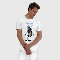 Пижама хлопковая мужская Heavy New Robot Year!, цвет: белый — фото 2