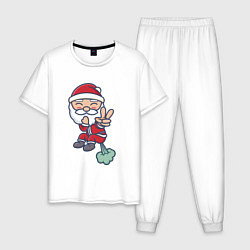 Пижама хлопковая мужская Плохой Санта испортил воздух, цвет: белый