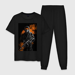 Пижама хлопковая мужская Вооруженный, цвет: черный