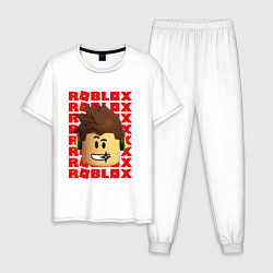 Пижама хлопковая мужская ROBLOX RED LOGO LEGO FACE, цвет: белый
