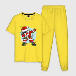 Пижама хлопковая мужская DAB SANTA CLAUS В ГЕРЛЯНДЕ, цвет: желтый