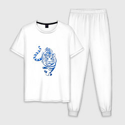 Пижама хлопковая мужская Символ года тигр 2022, цвет: белый