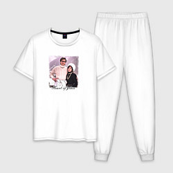 Пижама хлопковая мужская Фото Адам & Гага, цвет: белый
