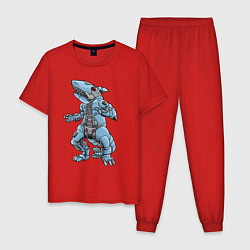 Пижама хлопковая мужская Cyber - Shark 2022, цвет: красный