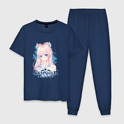 Пижама хлопковая мужская Кокоми Kokomi Genshin Impact, цвет: тёмно-синий