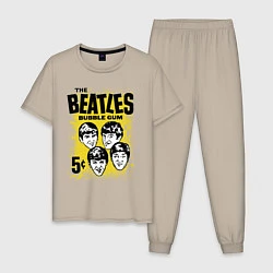 Пижама хлопковая мужская The Beatles bubble gum, цвет: миндальный