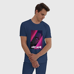Пижама хлопковая мужская Arcane Neon, цвет: тёмно-синий — фото 2